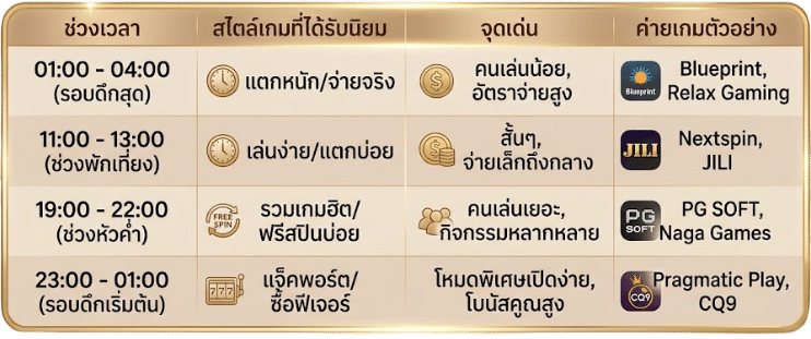 ตารางโบนัสวันนี้